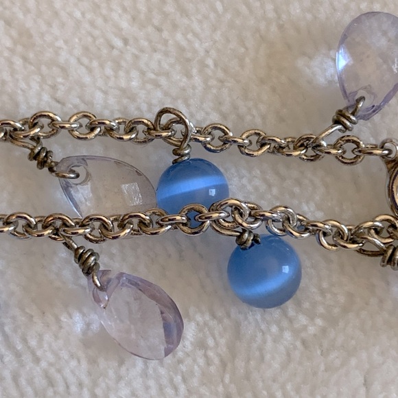Cookie Lee Silvertone Blue Bead Teardrop Necklace - Picture 4 of 5